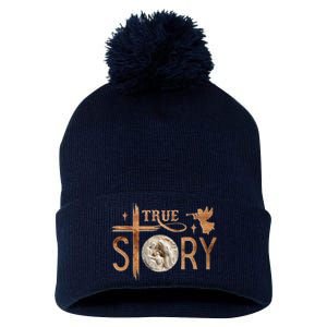 True Story Christmas Nativity Jesus Christian Pom Pom 12in Knit Beanie