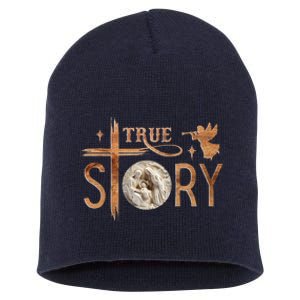 True Story Christmas Nativity Jesus Christian Short Acrylic Beanie