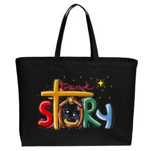 True Story Christmas Nativity Jesus Christian Christmas Cotton Canvas Jumbo Tote