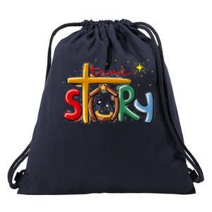 True Story Christmas Nativity Jesus Christian Christmas Drawstring Bag