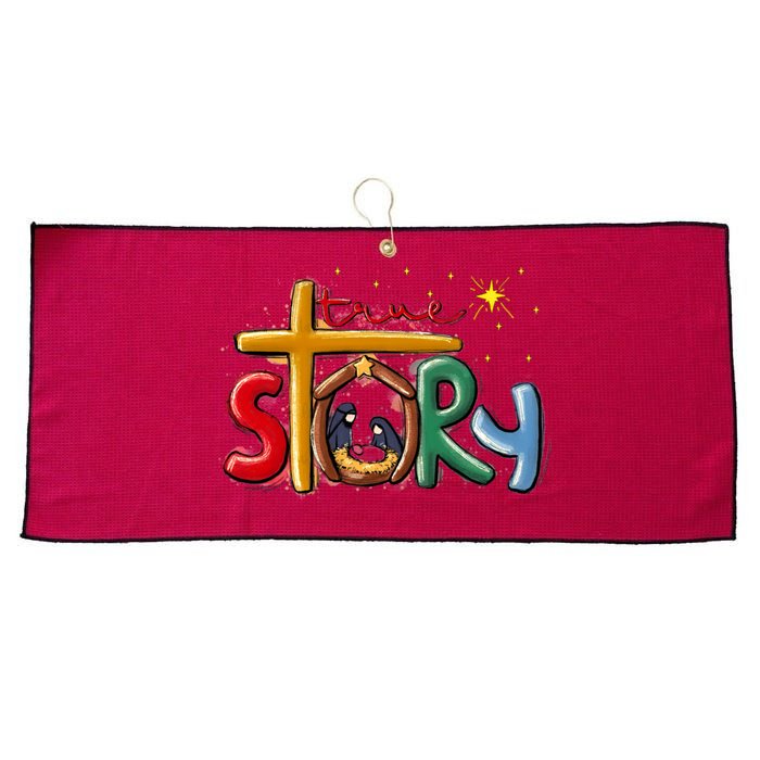 True Story Christmas Nativity Jesus Christian Christmas Large Microfiber Waffle Golf Towel