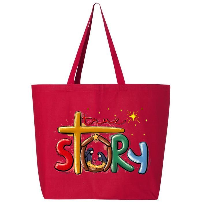 True Story Christmas Nativity Jesus Christian Christmas 25L Jumbo Tote