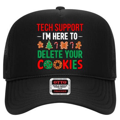 Tech Support Christmas Cookies Women Funny Christmas High Crown Mesh Back Trucker Hat