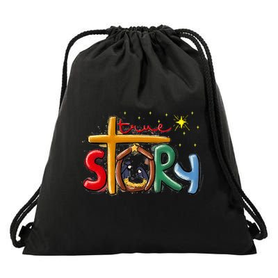 True Story Christmas Nativity Jesus Christian Christmas Drawstring Bag