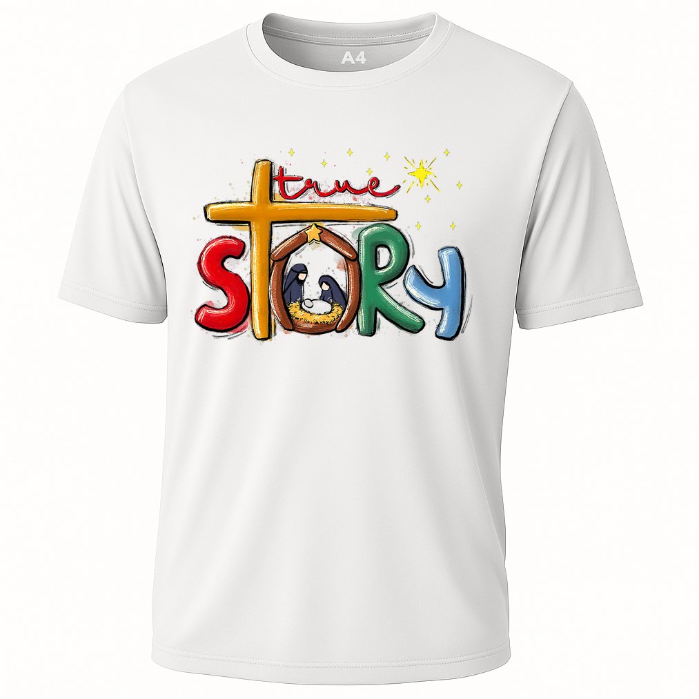 True Story Christmas Nativity Jesus Christian Christmas Cooling Performance Crew T-Shirt
