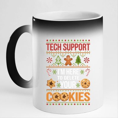 Tech Support Christmas Cookies Funny Christmas Gift 11oz Black Color Changing Mug