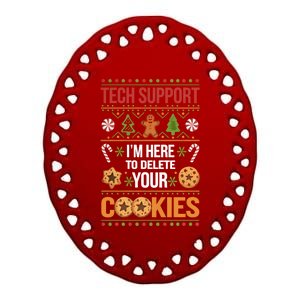 Tech Support Christmas Cookies Funny Christmas Gift Ceramic Oval Ornament