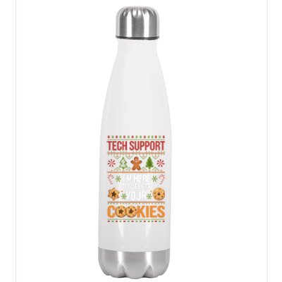 Tech Support Christmas Cookies Funny Christmas Gift Stainless Steel Insulated Water Bottle