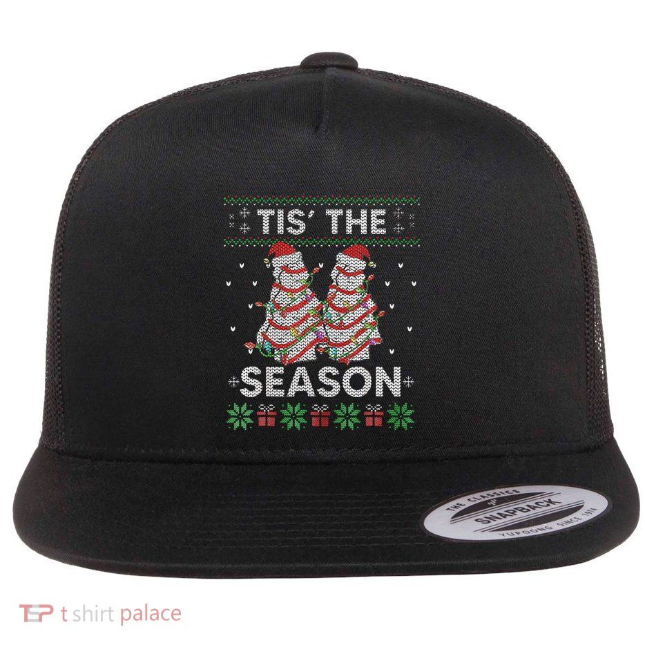 The Season Christmas Tree Cakes Debbie Becky Xmas Pyjama Flatbill Hat