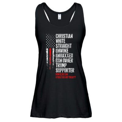 Trump Supporter Christian White Straight Unwoke Unvaxxed Ladies Essential Flowy Tank