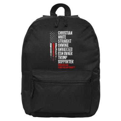 Trump Supporter Christian White Straight Unwoke Unvaxxed 16 in Basic Backpack