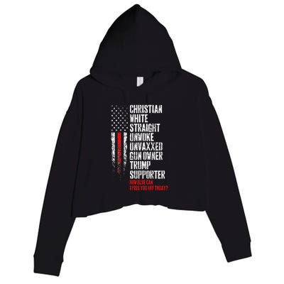 Trump Supporter Christian White Straight Unwoke Unvaxxed Crop Fleece Hoodie