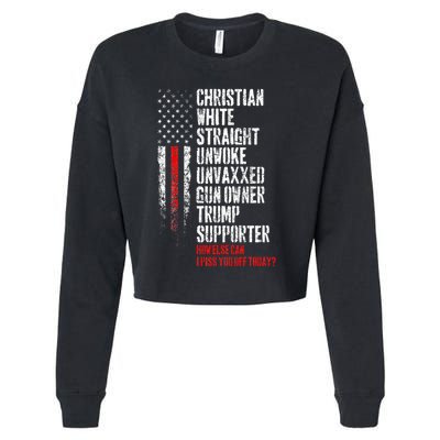 Trump Supporter Christian White Straight Unwoke Unvaxxed Cropped Pullover Crew