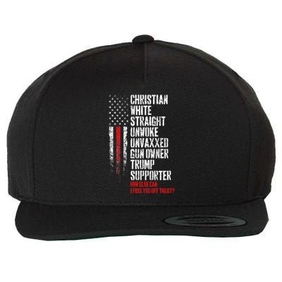 Trump Supporter Christian White Straight Unwoke Unvaxxed Wool Snapback Cap
