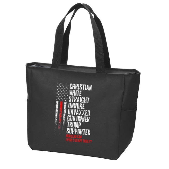 Trump Supporter Christian White Straight Unwoke Unvaxxed Zip Tote Bag