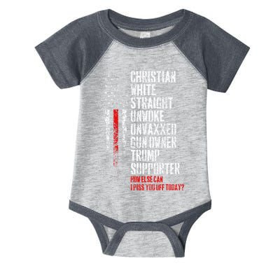 Trump Supporter Christian White Straight Unwoke Unvaxxed Infant Baby Jersey Bodysuit
