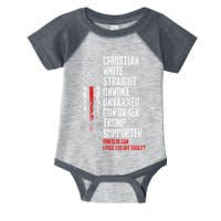 Trump Supporter Christian White Straight Unwoke Unvaxxed Infant Baby Jersey Bodysuit