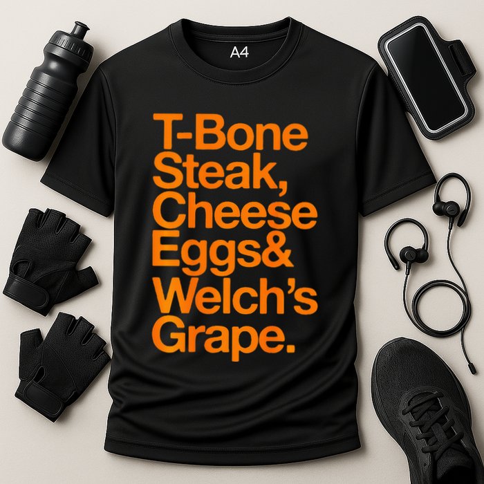 Tbone Steak Cheese Eggs And WelchS Grape Funny Performance Shirt