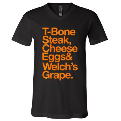 Tbone Steak Cheese Eggs And WelchS Grape Funny V-Neck T-Shirt