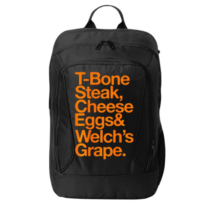 Tbone Steak Cheese Eggs And WelchS Grape Funny City Backpack