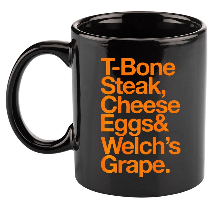 Tbone Steak Cheese Eggs And WelchS Grape Funny 11oz C Handle Ceramic Mug
