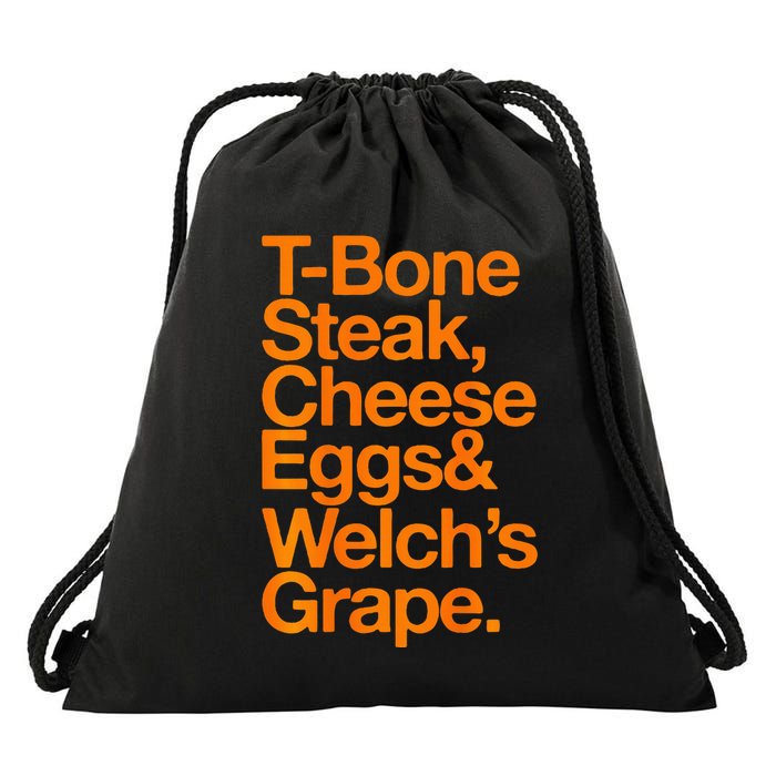 Tbone Steak Cheese Eggs And WelchS Grape Funny Drawstring Bag