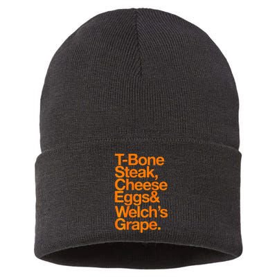 Tbone Steak Cheese Eggs And WelchS Grape Funny Sustainable Knit Beanie