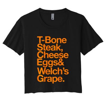 Tbone Steak Cheese Eggs And WelchS Grape Funny Crop Top
