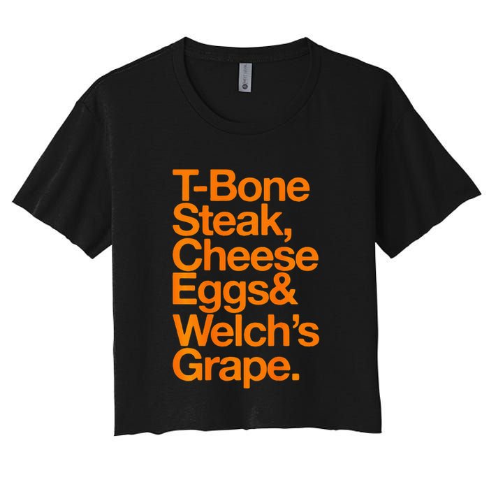 Tbone Steak Cheese Eggs And WelchS Grape Funny Crop Top