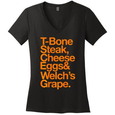 Tbone Steak Cheese Eggs And WelchS Grape Funny Women's V-Neck T-Shirt