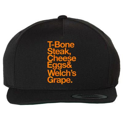 Tbone Steak Cheese Eggs And WelchS Grape Funny Wool Snapback Cap