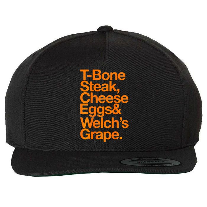 Tbone Steak Cheese Eggs And WelchS Grape Funny Wool Snapback Cap