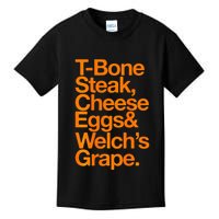 Tbone Steak Cheese Eggs And WelchS Grape Funny Kids T-Shirt
