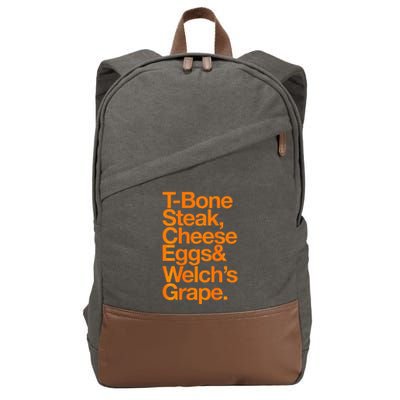 Tbone Steak Cheese Eggs And WelchS Grape Funny Cotton Canvas Backpack