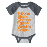 Tbone Steak Cheese Eggs And WelchS Grape Funny Infant Baby Jersey Bodysuit