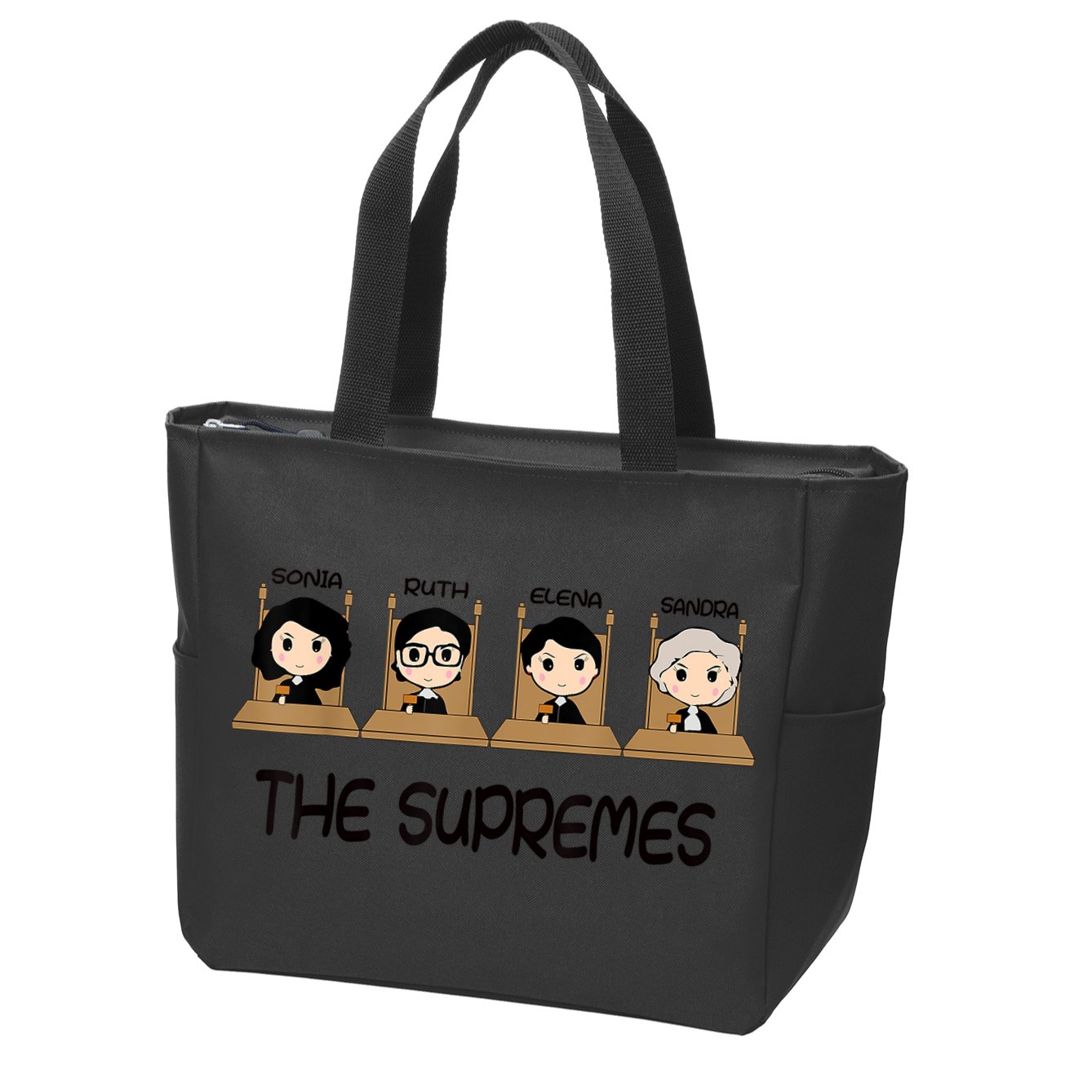 The Supreme Court Cute RBG Sonia Sotomayor Elena Kagan Sandra Lover Zip Tote Bag