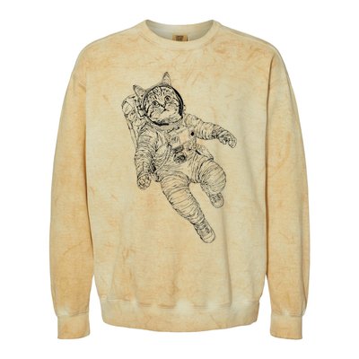 Tabby Space Cat Astronaut Kitty Graphic Colorblast Crewneck Sweatshirt