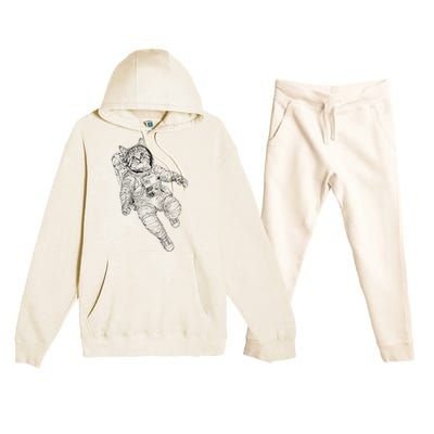 Tabby Space Cat Astronaut Kitty Graphic Premium Hooded Sweatsuit Set