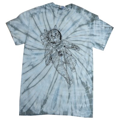 Tabby Space Cat Astronaut Kitty Graphic Tie-Dye T-Shirt