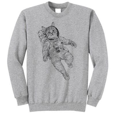 Tabby Space Cat Astronaut Kitty Graphic Tall Sweatshirt