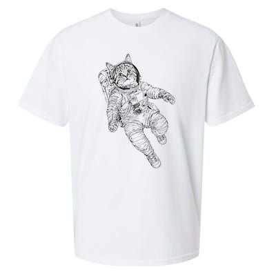 Tabby Space Cat Astronaut Kitty Graphic Sueded Cloud Jersey T-Shirt