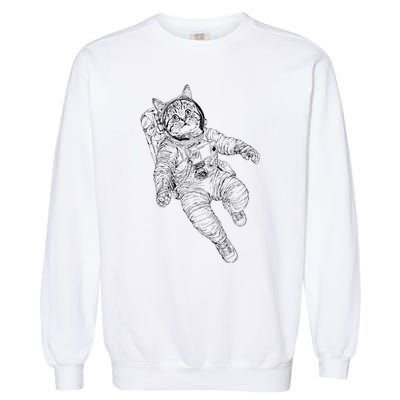 Tabby Space Cat Astronaut Kitty Graphic Garment-Dyed Sweatshirt