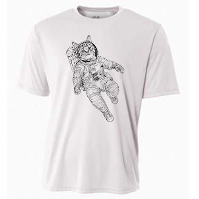 Tabby Space Cat Astronaut Kitty Graphic Cooling Performance Crew T-Shirt