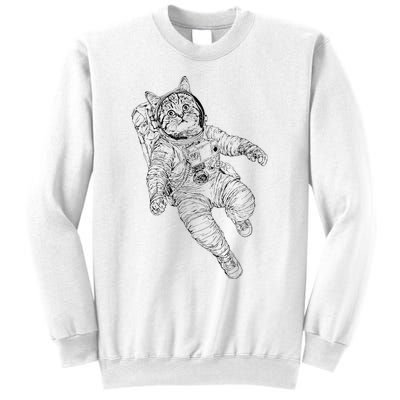 Tabby Space Cat Astronaut Kitty Graphic Sweatshirt