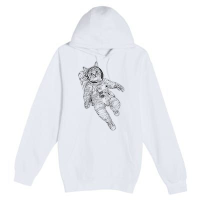 Tabby Space Cat Astronaut Kitty Graphic Premium Pullover Hoodie