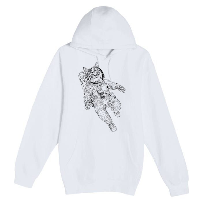 Tabby Space Cat Astronaut Kitty Graphic Premium Pullover Hoodie