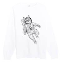 Tabby Space Cat Astronaut Kitty Graphic Premium Crewneck Sweatshirt