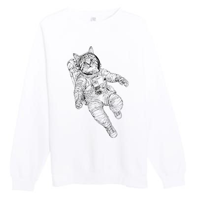 Tabby Space Cat Astronaut Kitty Graphic Premium Crewneck Sweatshirt