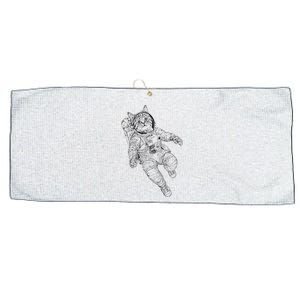 Tabby Space Cat Astronaut Kitty Graphic Large Microfiber Waffle Golf Towel