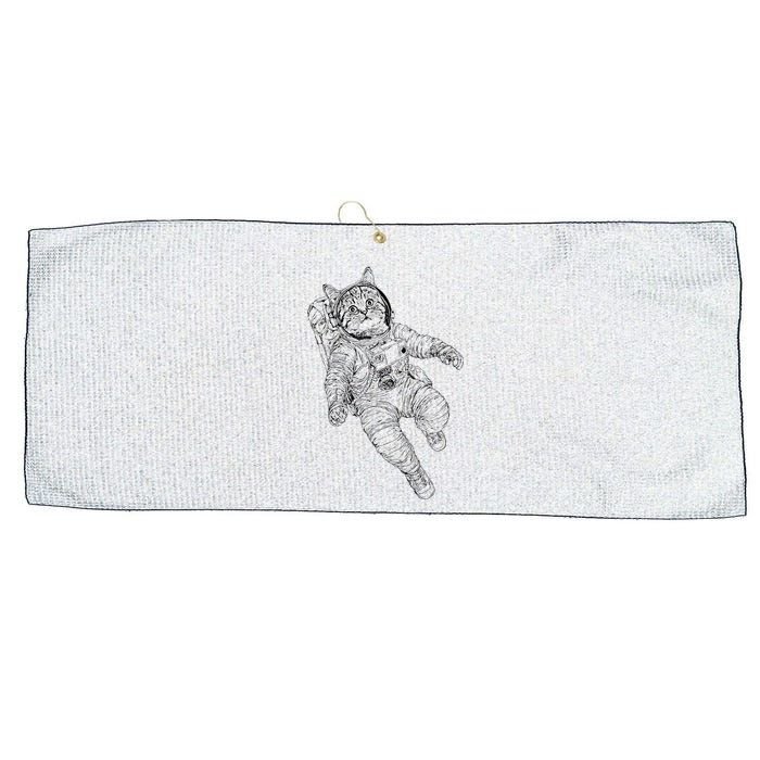 Tabby Space Cat Astronaut Kitty Graphic Large Microfiber Waffle Golf Towel